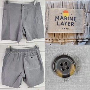 Marine Layer Shorts Mens Small S Gray 7” Flat Font Chino Lightweight Casual